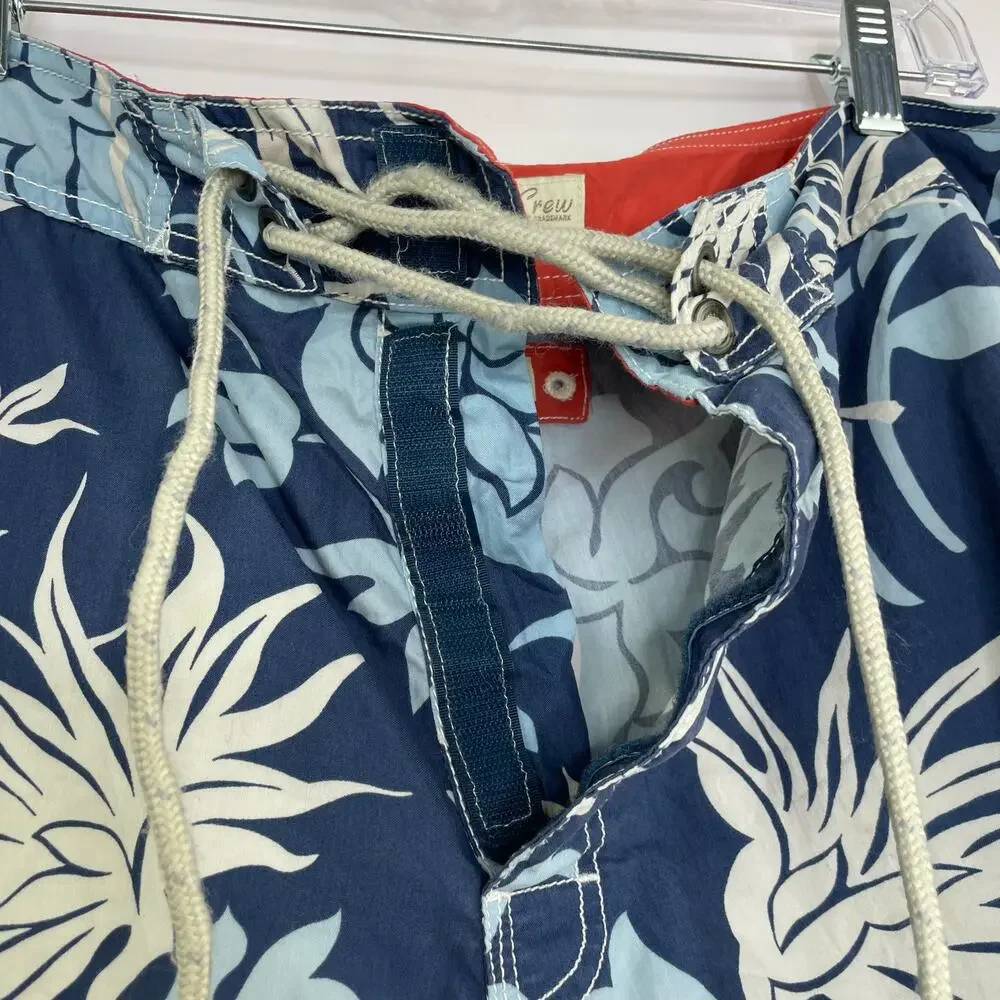 J. Crew blue Hawaiian print tropical floral beach board shorts men's 36